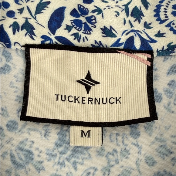 Tuckernuck Dress Wm Medium Bluebell Floral Ditsy Calico Royal Shirt 3/4 Sleeve - Picture 2 of 9